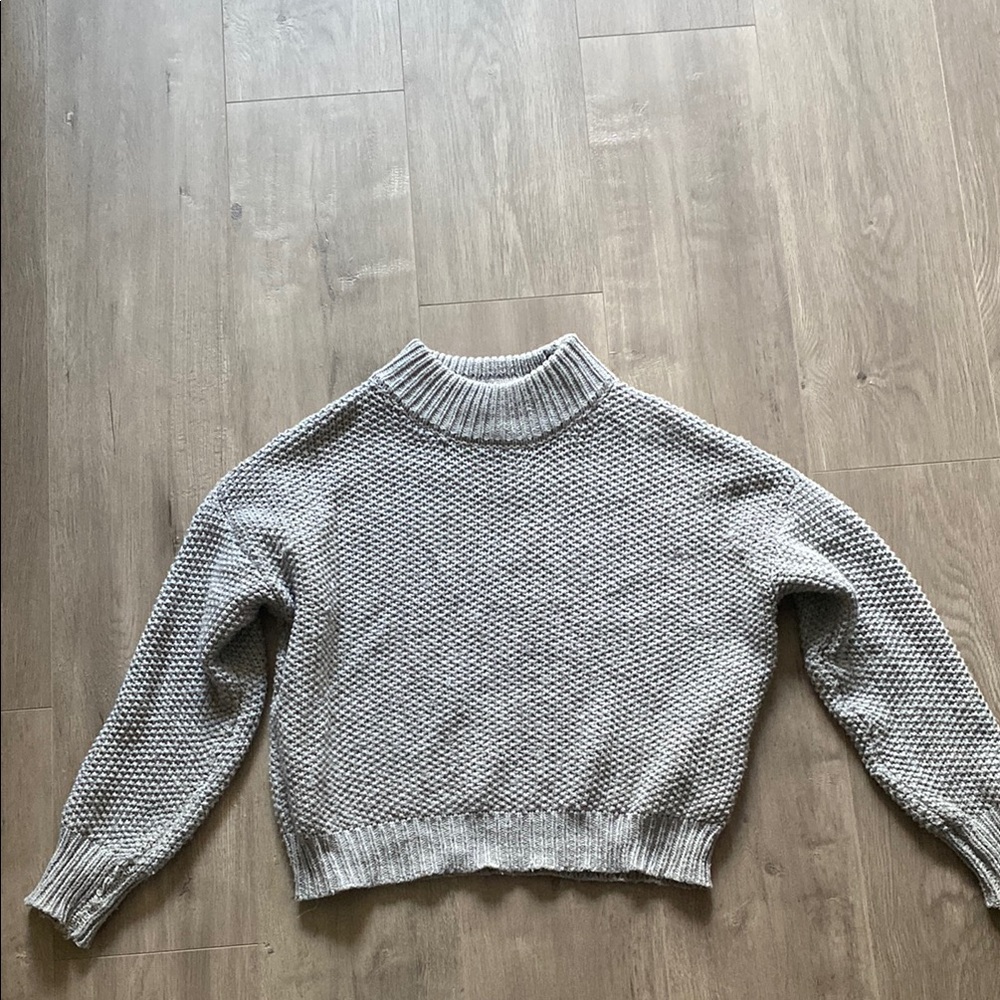 Gray Cowl Neck Turtleneck Sweater